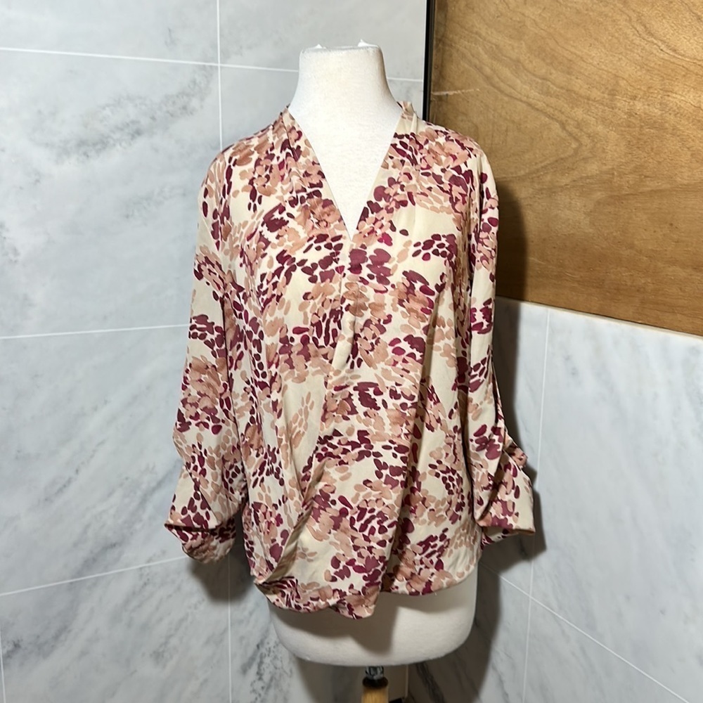 New York & company wide-neck cross style blouse size L